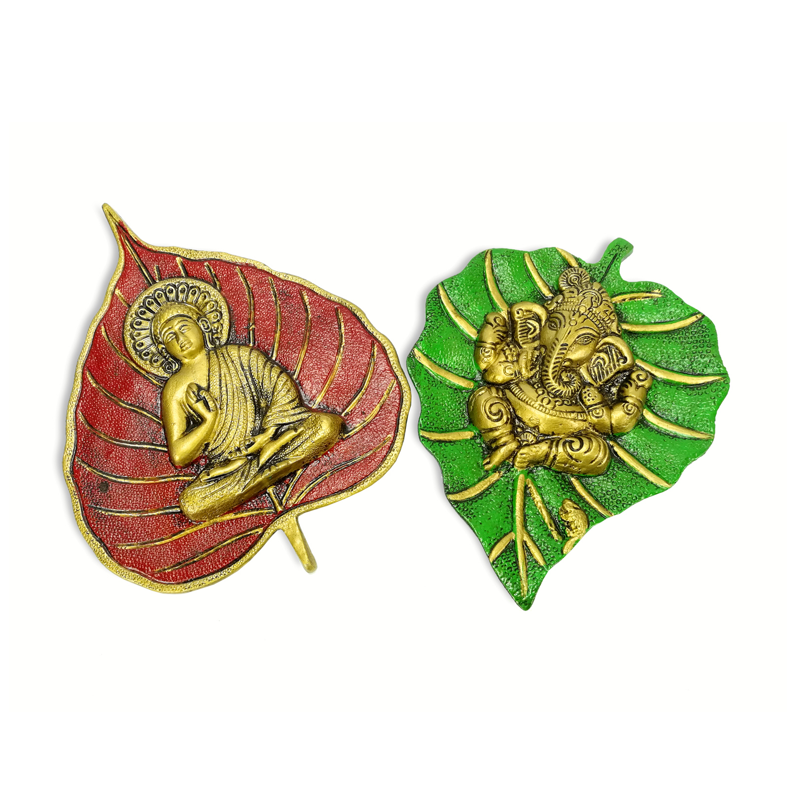 Buddha / Garnesha ALU rot/grün Wandaufhänger